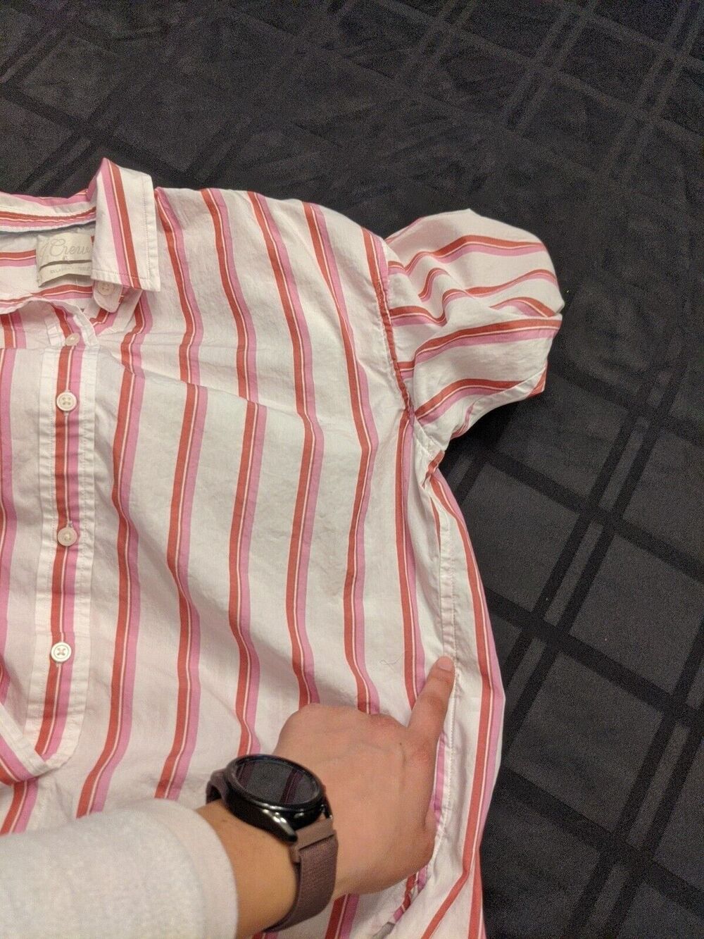 Womens J. Crew Relaxed Fit Pink Striped Button Down Shirt Size 2 Long Sleeve - Picture 8 of 8